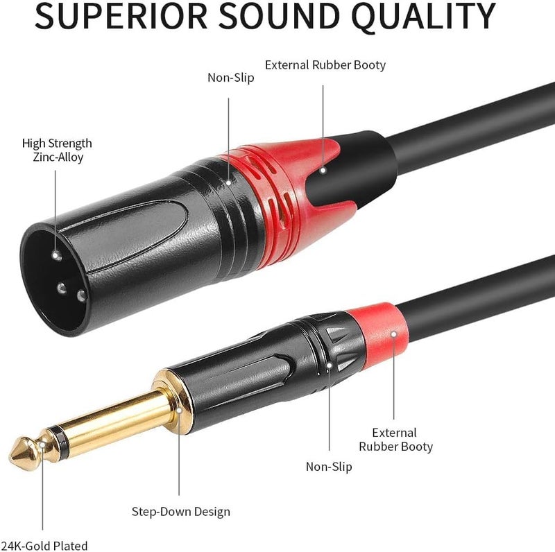 KEBILSHOP Dual 1/4 inch to XLR Male Y Splitter Cable(4 FEET),Male XLR to Dual 6.35mm TS Mono Plug Microphone Audio Converter Adapter -1.2 Meter - Image 2