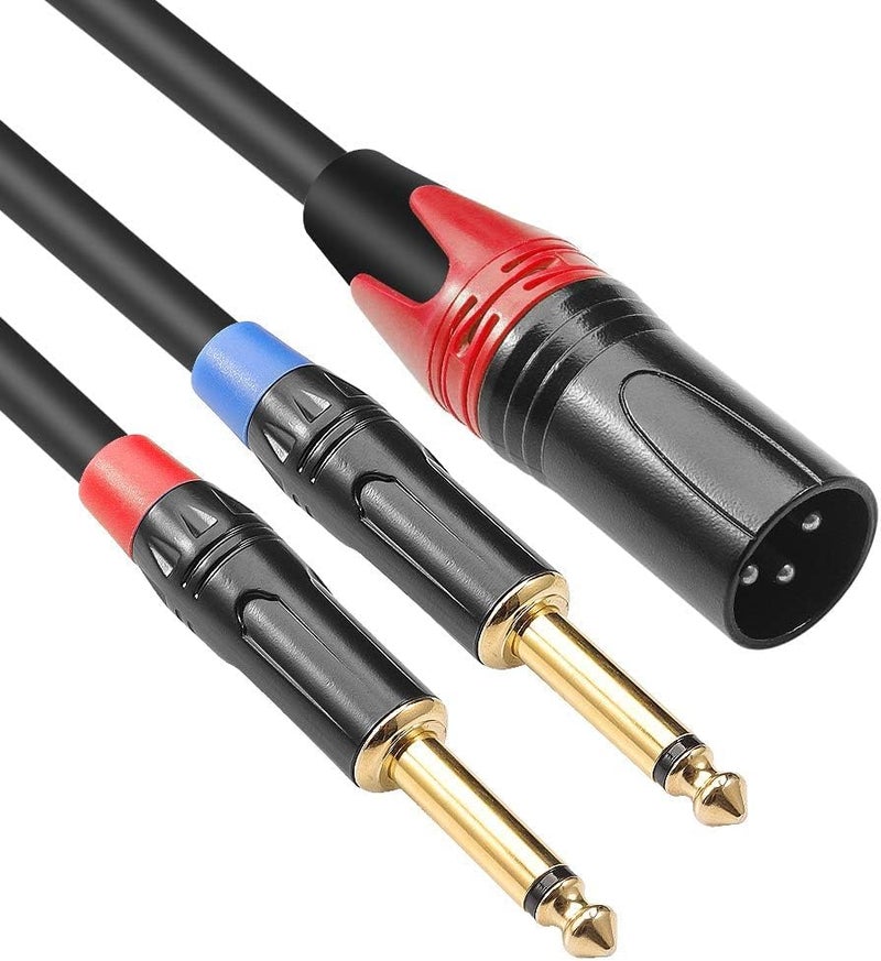 KEBILSHOP Dual 1/4 inch to XLR Male Y Splitter Cable(4 FEET),Male XLR to Dual 6.35mm TS Mono Plug Microphone Audio Converter Adapter -1.2 Meter - Image 1