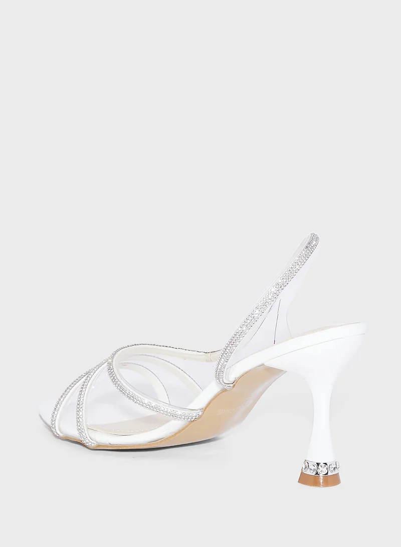 ايلا ليمتد اديشن Diamante Clear Peep Toe Sling Back Pump