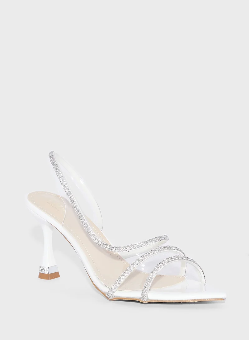 ايلا ليمتد اديشن Diamante Clear Peep Toe Sling Back Pump