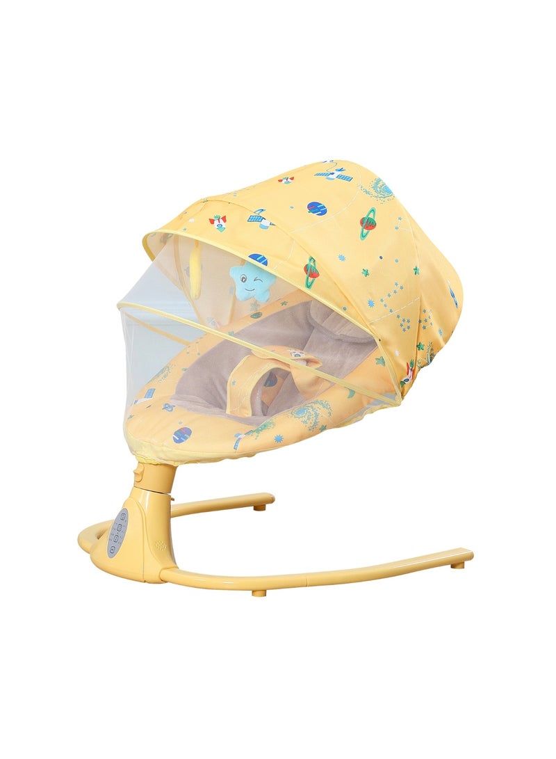 Moms Magic Baby Rocking Chair – 4-Gear Electric Swing, Integrated Bluetooth Music, USB Port, Fluffy Cloth Seat, Adjustable Timer, 5V Power Supply - Image 1