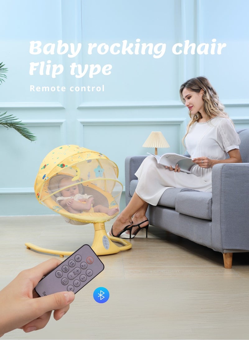 Moms Magic Baby Rocking Chair – 4-Gear Electric Swing, Integrated Bluetooth Music, USB Port, Fluffy Cloth Seat, Adjustable Timer, 5V Power Supply - Image 2