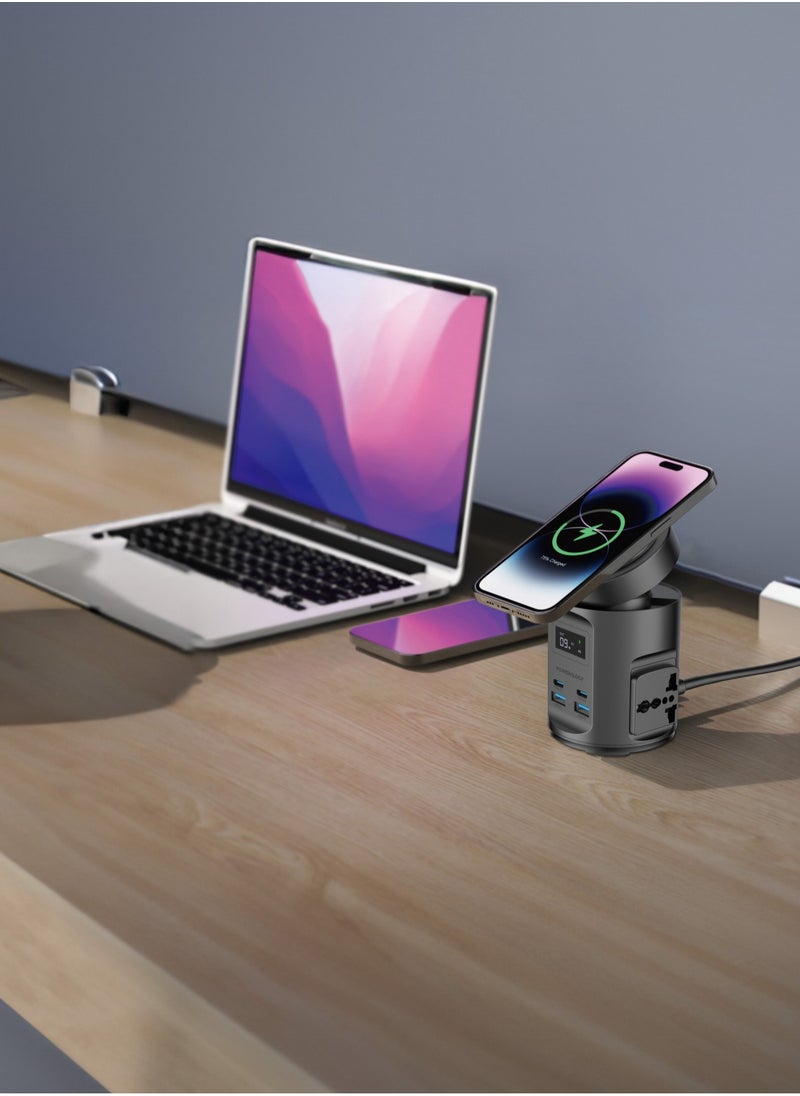 Powerology - Magsafe Power Multi-Device Charging Hub / 2* Universal Sockets/ 2200W High Power AC Outlets- Black - Image 1