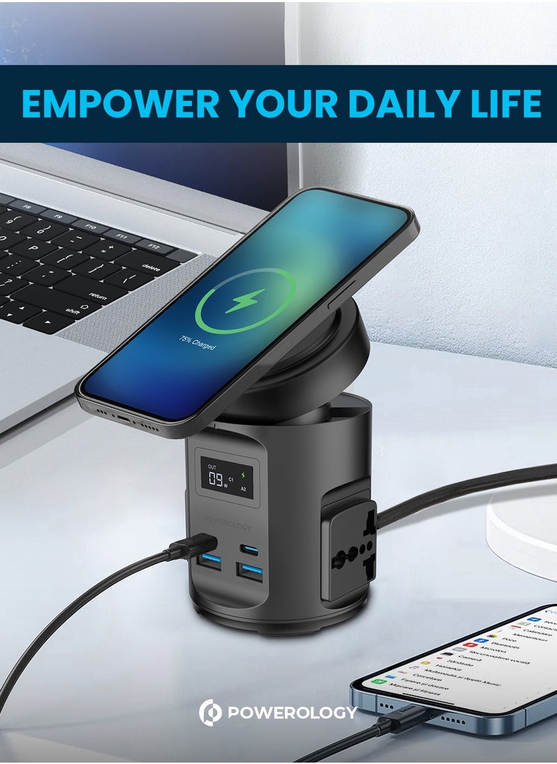 Powerology - Magsafe Power Multi-Device Charging Hub / 2* Universal Sockets/ 2200W High Power AC Outlets- Black - Image 1