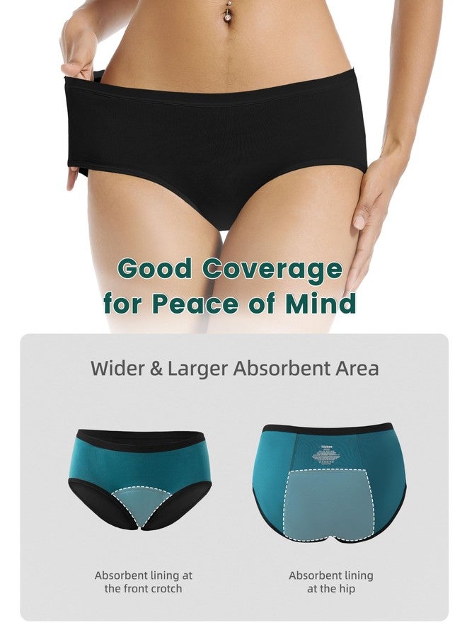 TIICHOO Heavy Flow Period Underwear for Women Incontinence Panties Menstrual Leakproof 5 Pack(Black 5, X-Small - Image 4