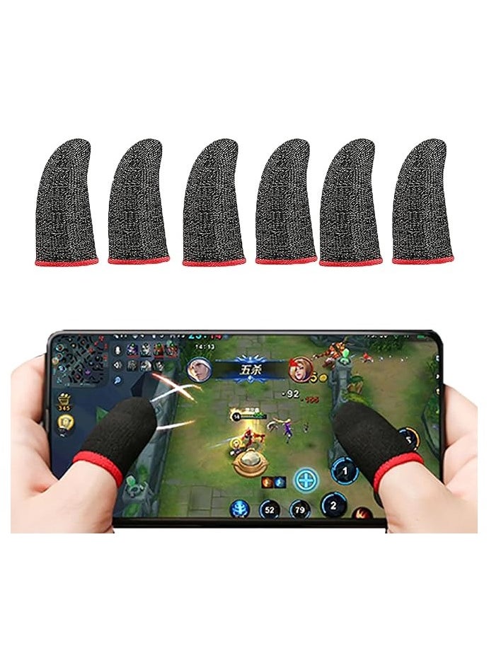 Kingsley KINGSLEY Gaming Finger Sleeves for Sweat Proof Mobile & Console Gaming, Friction-less PUBG finger Sleeves Stabiliser & Protector for thumb sleeves gaming Red edge (Three pair)  - Image 1