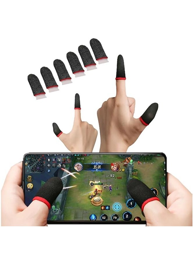 Kingsley KINGSLEY Gaming Finger Sleeves for Sweat Proof Mobile & Console Gaming, Friction-less PUBG finger Sleeves Stabiliser & Protector for thumb sleeves gaming Red edge (Three pair)  - Image 4