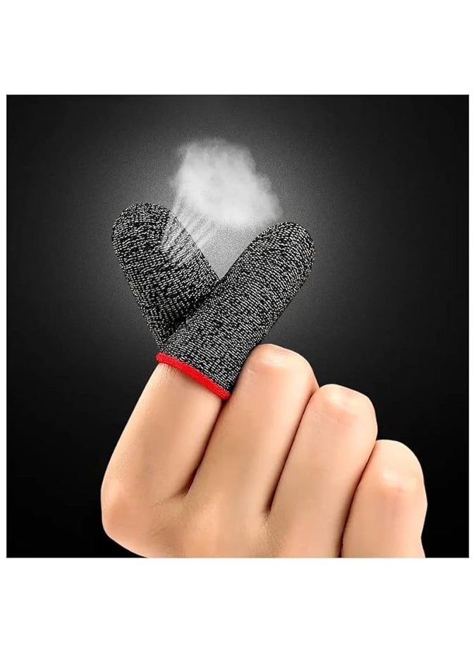 Kingsley - KINGSLEY Gaming Finger Sleeves for Sweat Proof Mobile & Console Gaming, Friction-less PUBG finger Sleeves Stabiliser & Protector for thumb sleeves gaming Red edge (Three pair) - Image 1