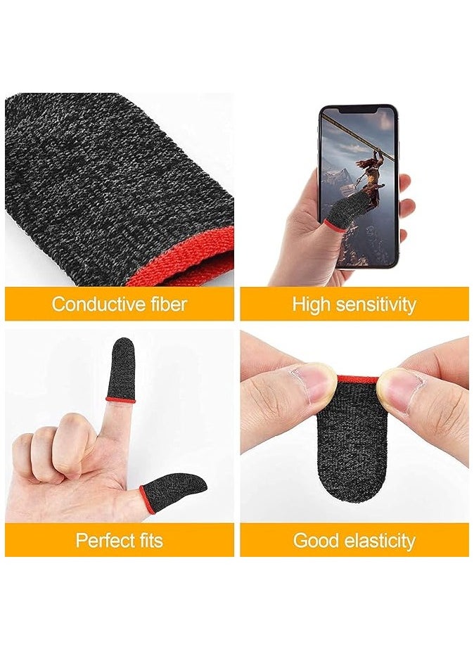Kingsley - KINGSLEY Gaming Finger Sleeves for Sweat Proof Mobile & Console Gaming, Friction-less PUBG finger Sleeves Stabiliser & Protector for thumb sleeves gaming Red edge (Three pair) - Image 1