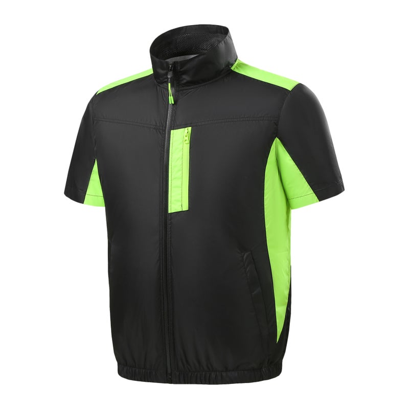 Cross-border Anti-summer Fan Clothing Air Conditioning Clothing Intelligent Cooling Refrigeration Clothing Mens and Womens Labor Protection Welding Short-sleeved Jacket M28 black [single clothes without accessories]]