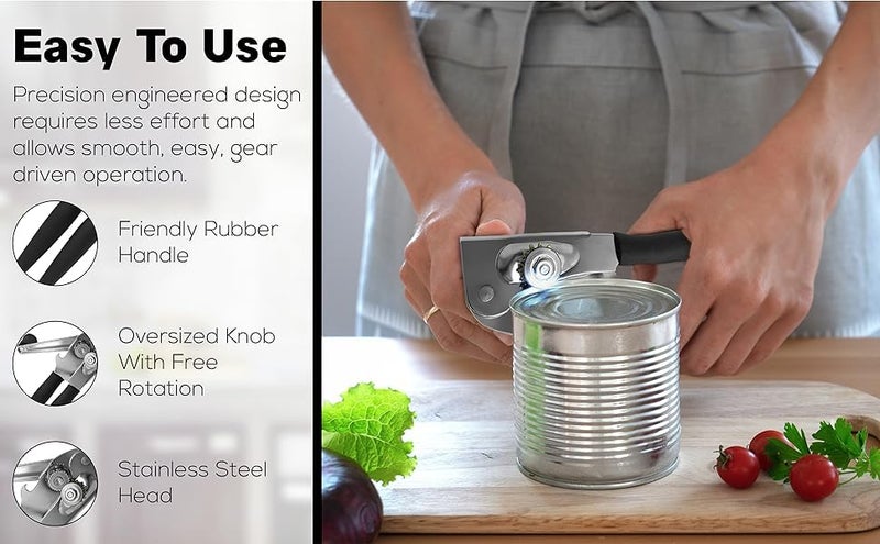 LUFMWCWD Crank Handle Commercial Can Opener - Heavy Duty Manual Can Opener - Ergonomic Cushioned Handle - Stainless Steel Blade - Black - Image 3