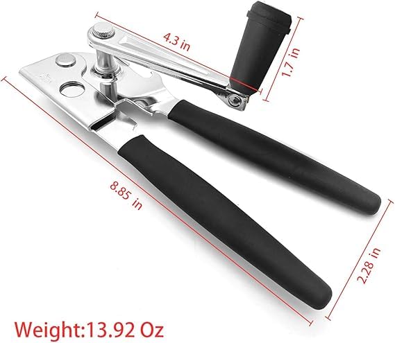 LUFMWCWD Crank Handle Commercial Can Opener - Heavy Duty Manual Can Opener - Ergonomic Cushioned Handle - Stainless Steel Blade - Black - Image 2