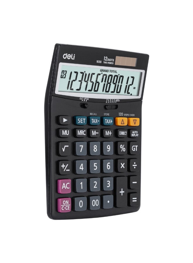 ديلي آلة حاسبة مكتبية 12 رقم ثنائية الطاقة بوظيفة حساب الضرائب أسود 4 × 14.6 × 19.8 سم 146368 - Image 2