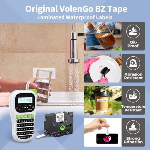 VolenGo H1100 Label Maker Machine with Tapes 12mm Laminated, Backlit Handheld Label Maker Waterproof-Labels, QWERTY Keyboard & Multi Fonts, Portable Inkless Label Printer for Home Office Organization - Image 4