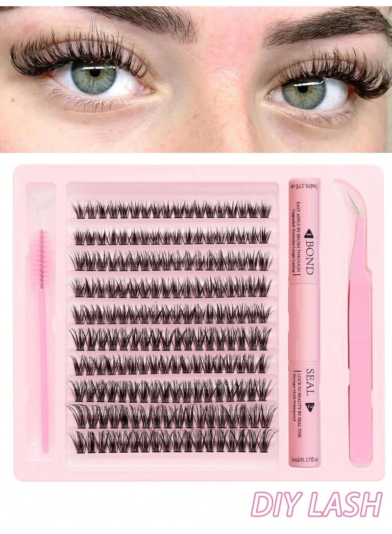 180 Pieces Large Capacity Eyelash Extension Set Thick And Soft Cluster Lashes With Glue Tweezers And Brush Natural Look Mixed C Curl 10 To 16mm For Women Makeup - Image 3