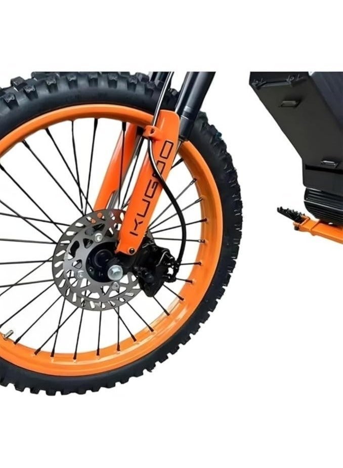 كي يو جي أو أو الدراجة الترابية الكهربائية Kugoo Wish 02 Pro، محرك قوي 2500 وات، سرعة قصوى 70 كم/ساعة، نطاق 50,60 كم، إطارات للطرق الوعرة، أسود برتقالي - Image 4