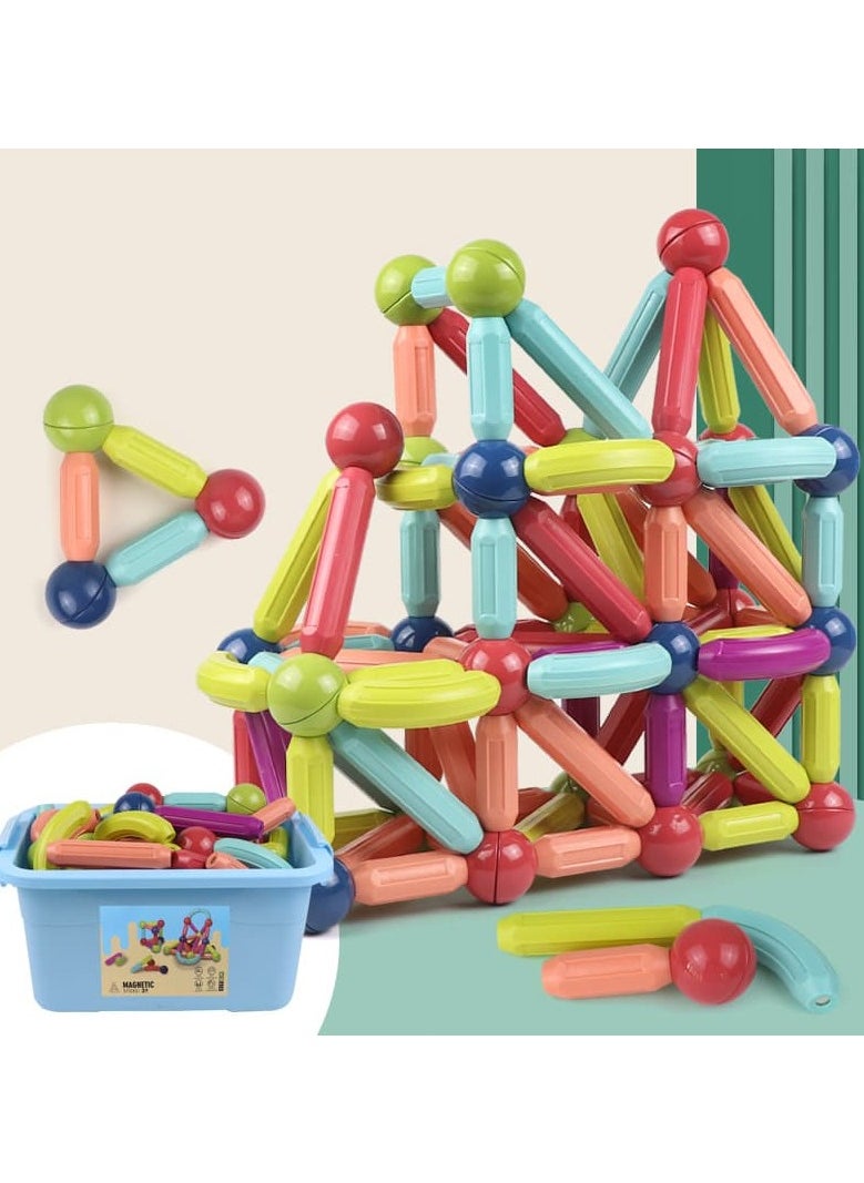 Aideli 64PCS Magnetic Building Blocks for Kids, Educational Early Learning Puzzle Toys, Various Shapes & Large Magnetic Pellets, with Storage Case  - Image 3