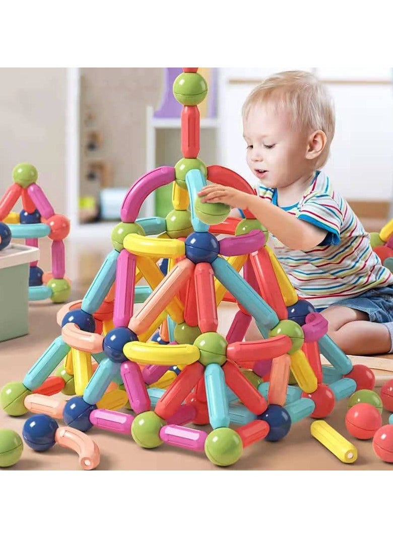 Aideli 64PCS Magnetic Building Blocks for Kids, Educational Early Learning Puzzle Toys, Various Shapes & Large Magnetic Pellets, with Storage Case  - Image 2