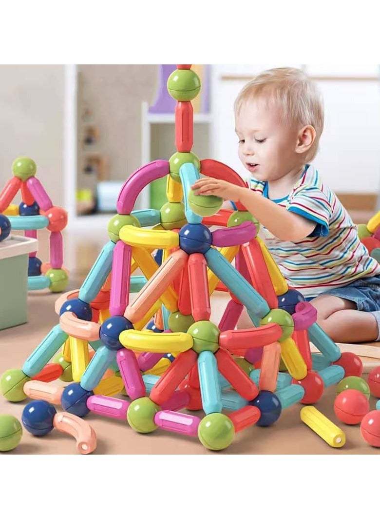 Aideli 64PCS Magnetic Building Blocks for Kids, Educational Early Learning Puzzle Toys, Various Shapes & Large Magnetic Pellets, with Storage Case - Image 2