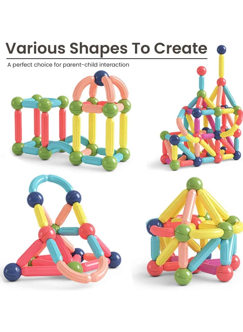 Aideli 64PCS Magnetic Building Blocks for Kids, Educational Early Learning Puzzle Toys, Various Shapes & Large Magnetic Pellets, with Storage Case - Image 5