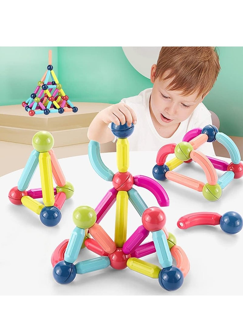 Magnetic 64PCS Magnetic Building Blocks for Kids, Educational Early Learning Puzzle Toys, Various Shapes & Large Magnetic Pellets, with Storage Case  - Image 3