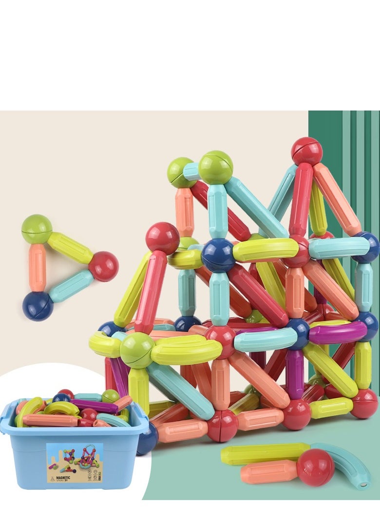 Magnetic 64PCS Magnetic Building Blocks for Kids, Educational Early Learning Puzzle Toys, Various Shapes & Large Magnetic Pellets, with Storage Case  - Image 2