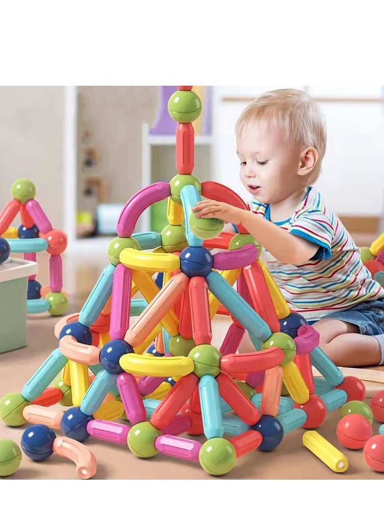 Magnetic 64PCS Magnetic Building Blocks for Kids, Educational Early Learning Puzzle Toys, Various Shapes & Large Magnetic Pellets, with Storage Case  - Image 4