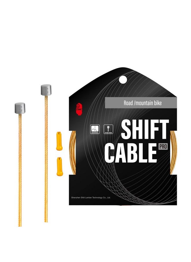 CNC Pro Slick Polished Bike Shifter Cable For Shimano/Sram;Mountain Bike，Road Bike，Mtb Derailleur Cable 1.1X 2500Mm，Gold.  - Image 2