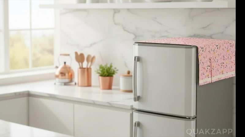 Quakzapp Refrigerator Cover Sea Cotton Cloth Anti-dust Cover Fridge Towel dust Cover Freezer Refrigerator Desktop Sundries Washing Machine Organize Storage Bags ( 130 x 55 cm) (Pink) - Image 3
