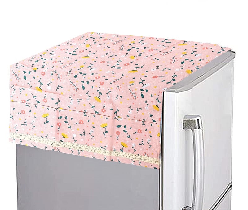 Quakzapp Refrigerator Cover Sea Cotton Cloth Anti-dust Cover Fridge Towel dust Cover Freezer Refrigerator Desktop Sundries Washing Machine Organize Storage Bags ( 130 x 55 cm) (Pink) - Image 1