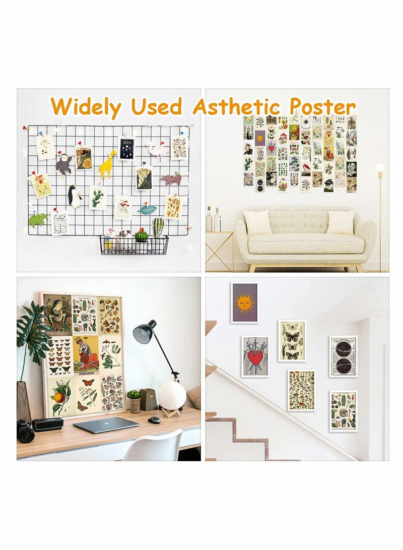 Vintage Wall Collage Kit Aesthetic Pictures 70PCS Posters for Room Aesthetic lovely Dorm Photo Wall Decor for Teen Girls Botanical Wall Art Printed Wall Sticker Decorative Aesthetics Warm Beige Card - Image 5