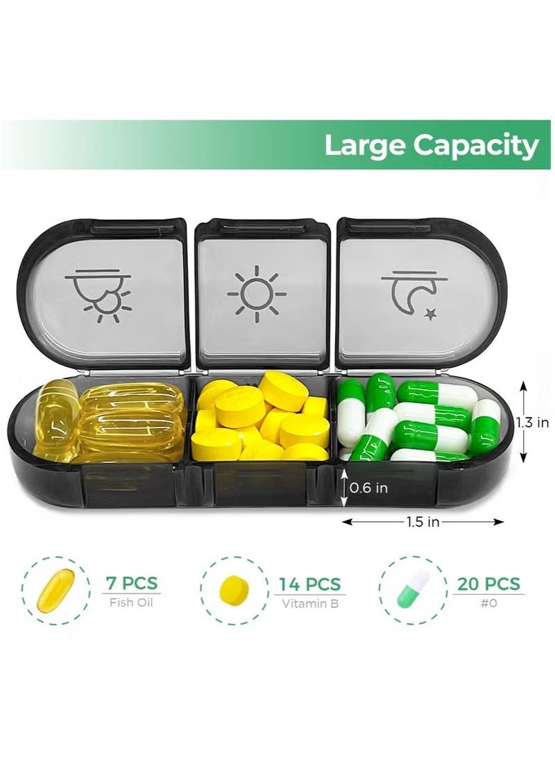 Weekly Pill Organizer 3 Times a Day, Portable Travel Pill Box 7 Day with Large Pill Containers, Light-Proof Pill Case for Vitamins, Medication, Supplements and Fish Oils (Black) - Image 2