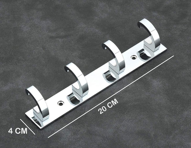 jwl Cloth Hooks Wall Bedroom Bathroom Robe Hooks Rail for Hanging Keys,Clothes,Towel Hook (Silver, Pack of 4) - Image 3