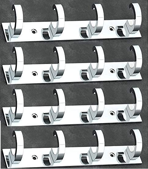 jwl Cloth Hooks Wall Bedroom Bathroom Robe Hooks Rail for Hanging Keys,Clothes,Towel Hook (Silver, Pack of 4) - Image 1