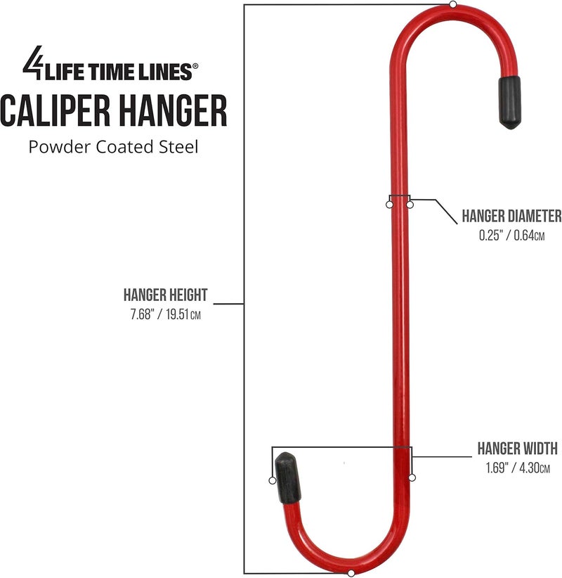 4LIFETIMELINES Brake Caliper Hanger Hooks, Durable Steel, Red Powder Coated with Rubber Tips, for Automotive Work on Brake Axle and Suspesion Systems - 2 Pack - Image 3