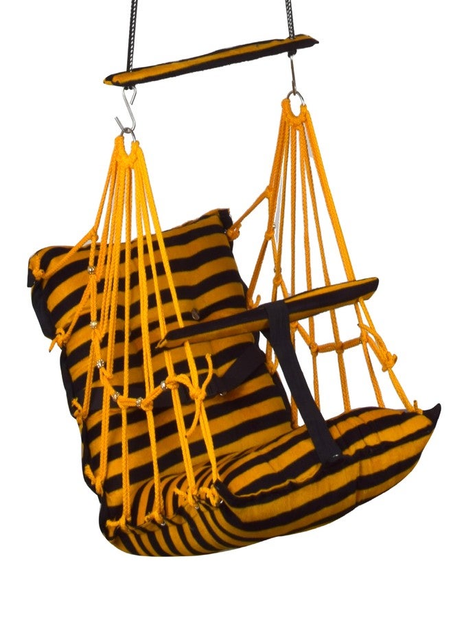 Sprointal® Swing for Kids, Baby Swing Chair Cotton Children Folding and Washable 1-5 Years Swing with Safety Belt,Home and Garden Jhula for Babies |Swing for Kids|Hanging Cradle (Yellow Line) - Image 3
