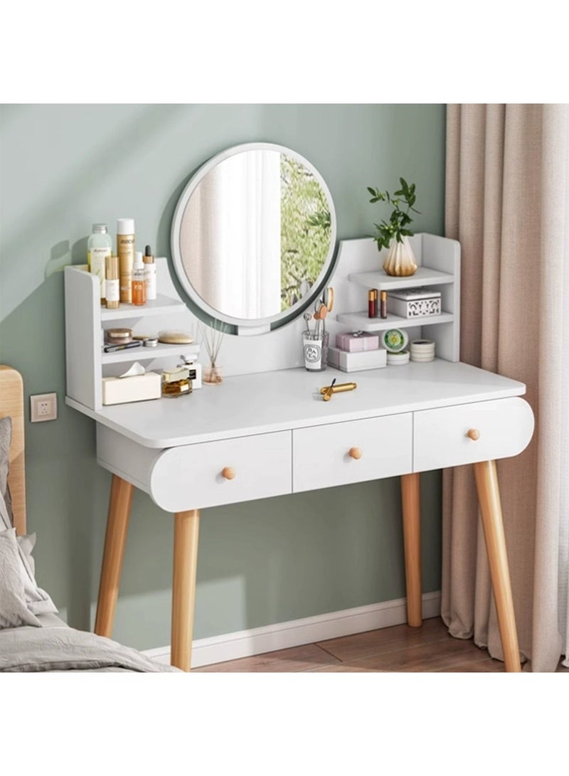 Sharpdo Modern Simple Dresser Vanity Table With Drawer Dressing Table Makeup Table With Mirror White 100*40*121cm - Image 3