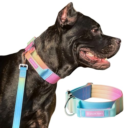 Spark Paws Tactical Dog Collar with Handle - Premium Quality Collar, Robust and Durable Design for Large, Strong Breeds - Pitbulls, Labradors, GSD - Pastel Icing - L - Image 1