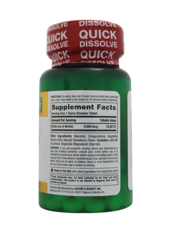 NATURE'S BOUNTY Quick Dissolve Biotin 5000 mcg Tablets 60's  - Image 2