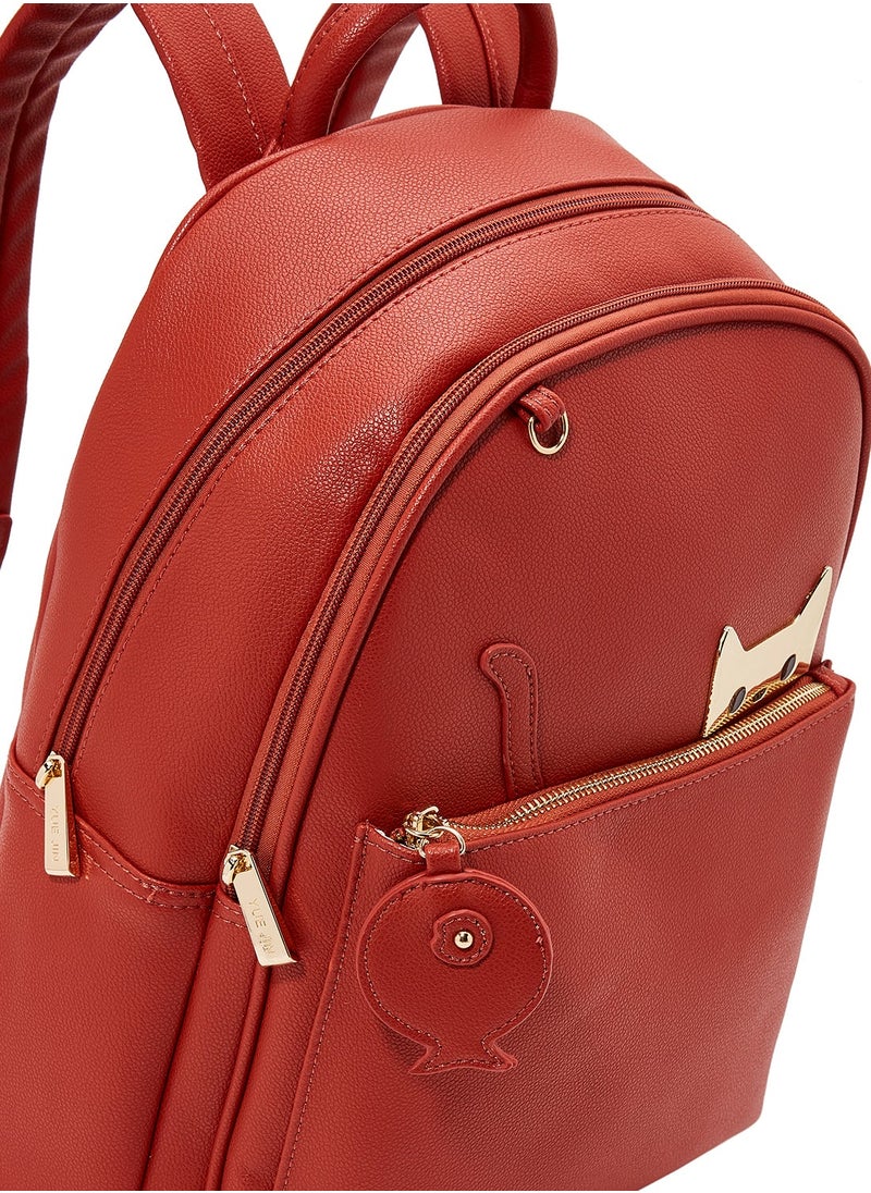 NIBEMINENT - Faux Leather Backpack Orange - Image 1
