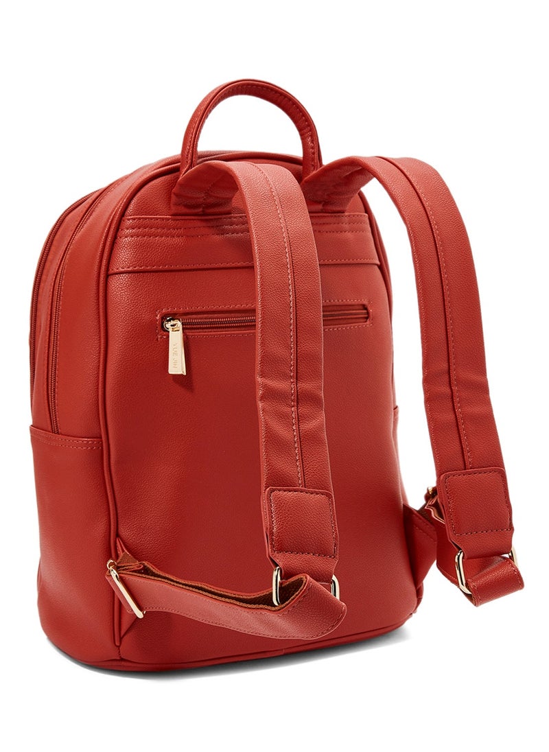 NIBEMINENT - Faux Leather Backpack Orange - Image 1