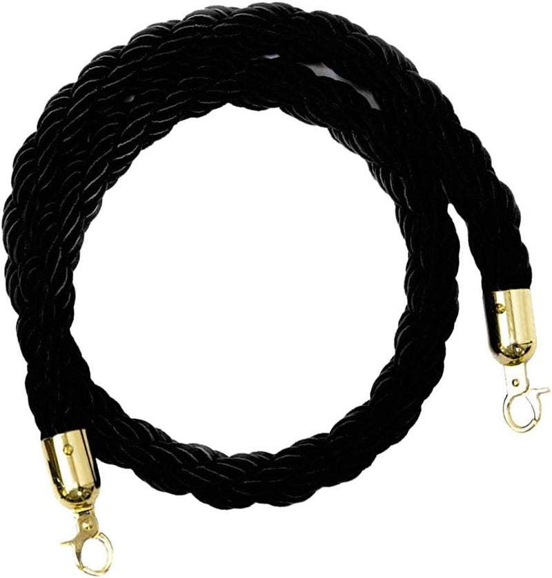 klarakoBarrier Rope Crowd Control Stanchion Queue Rope with Hooks, 5ft/7ft/10ft, 6 Colors Available klarakoBlack, 1.5m - Image 1