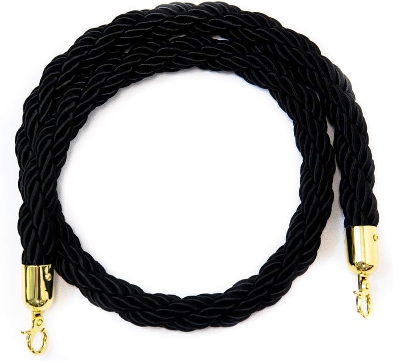 klarakoBarrier Rope Crowd Control Stanchion Queue Rope with Hooks, 5ft/7ft/10ft, 6 Colors Available klarakoBlack, 1.5m - Image 3