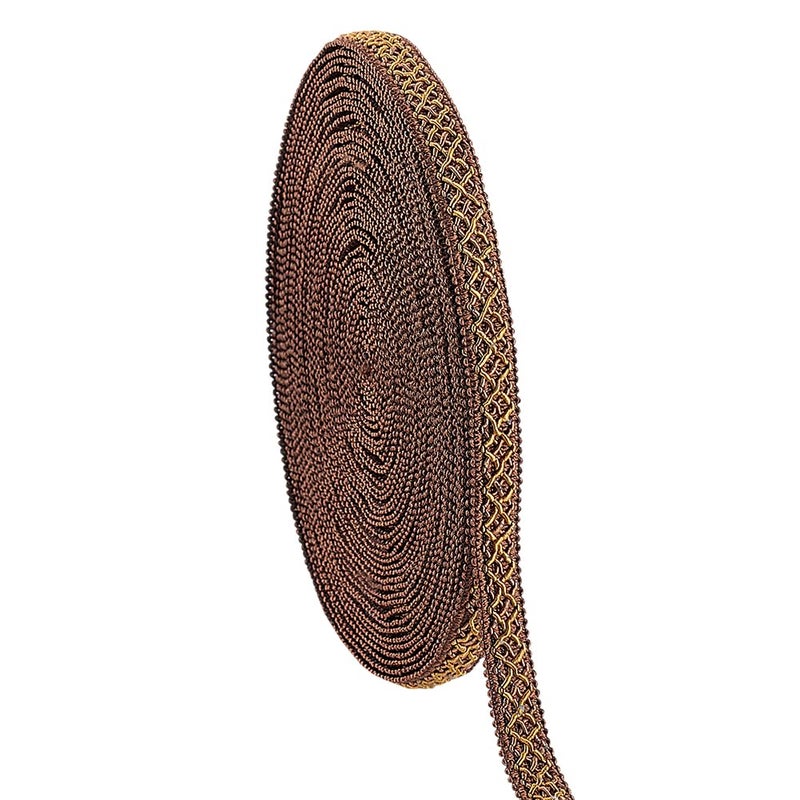 PH PandaHall 13 Yards Polyester Gimp Braid Trim, 5/8 inch Polyester Fringe Trim Fabric Ribbon for Upholstery Costume DIY Crafts Jewelry Making Curtain Costume Decoration, Coffee Color - Image 1