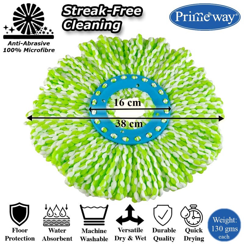 Primeway ® رأس ممسحة بلاستيكي بديل من الألياف الدقيقة المصنوعة من البوليستر | يغطي مساحة أكبر بقطر 38 سم من الألياف الدقيقة | عبوة من 3 - Image 2