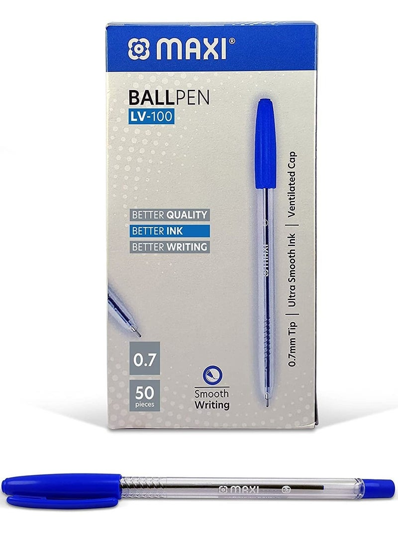 Maxi 50-Piece Ball Pen 0.7mm Tip Blue Ink  - Image 1