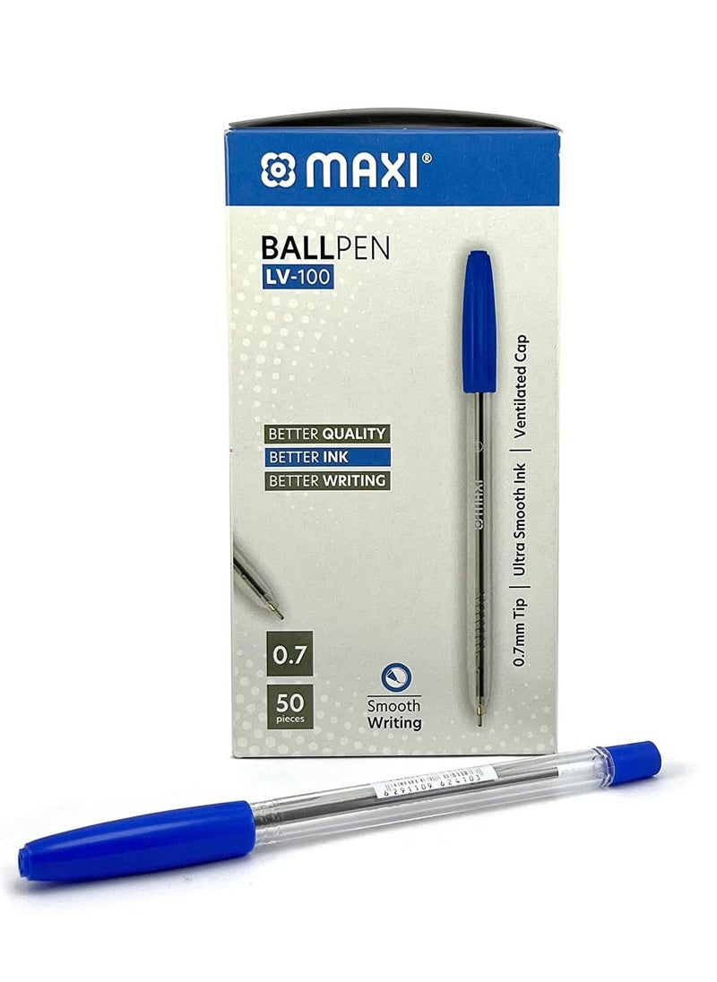 Maxi 50-Piece Ball Pen 0.7mm Tip Blue Ink  - Image 2