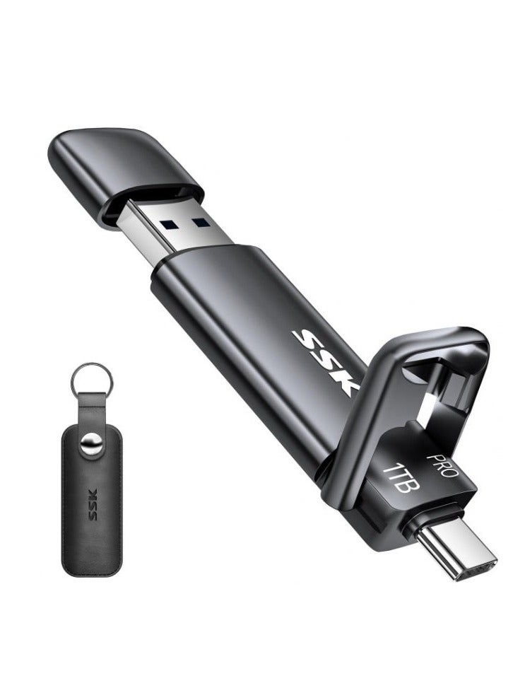 SSK 1TB USB C Thumb Drive up to 1000MB/s,Fast Flash Dual Drive,External Portable SSD Drive Type C+USB A 3.2 Gen 2 Flash Drive,USB C Memory Stick for iPhone 15/PS4/Android Phone/Tablet/Windows/Mac - Image 1