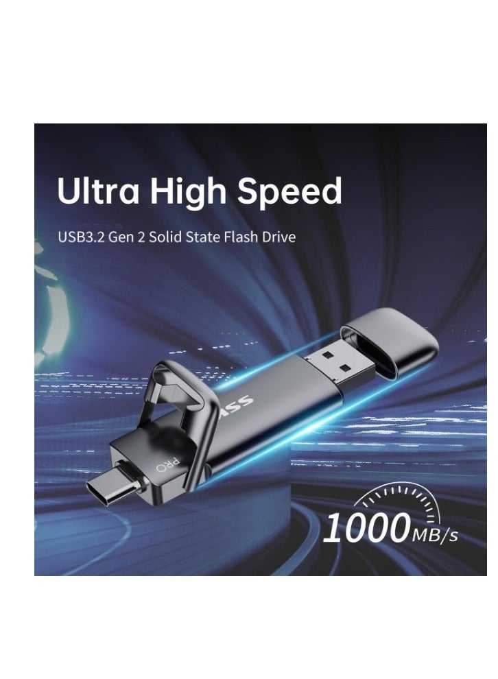 SSK 1TB USB C Thumb Drive up to 1000MB/s,Fast Flash Dual Drive,External Portable SSD Drive Type C+USB A 3.2 Gen 2 Flash Drive,USB C Memory Stick for iPhone 15/PS4/Android Phone/Tablet/Windows/Mac - Image 2