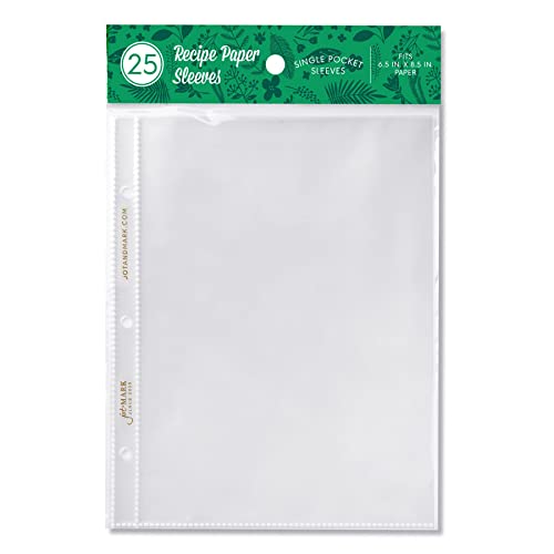 Jot  Mark Jot & Mark Binder Page Protectors for 4x6 Recipe Cards or Photos (25 Count) | Crystal Clear Plastic Archival Sleeves fit 3 Ring Binders (8.5" x 9.5", 1 Pocket) - Image 1